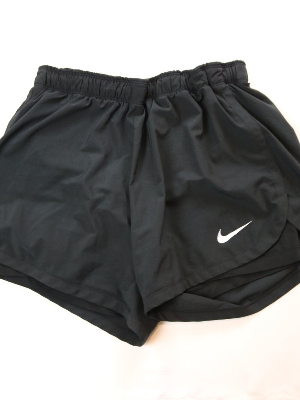 Nike Women's Black Athletic Shorts with White Swoosh